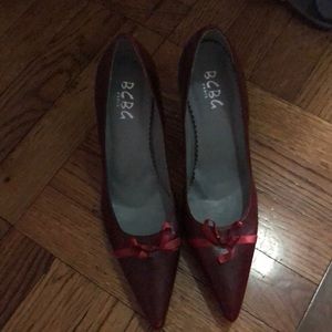 Red BCBG high heals with bow